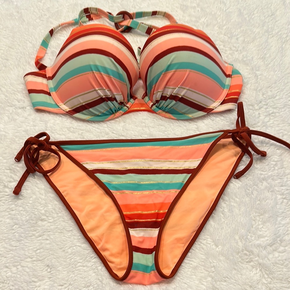 Aerie Pink and Orange Bikini Set